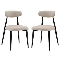 Streamdale Furniture Modern Dining Chairs Set Of 2, Curved Backrest Round Upholstered And Metal Frame, Light Grey