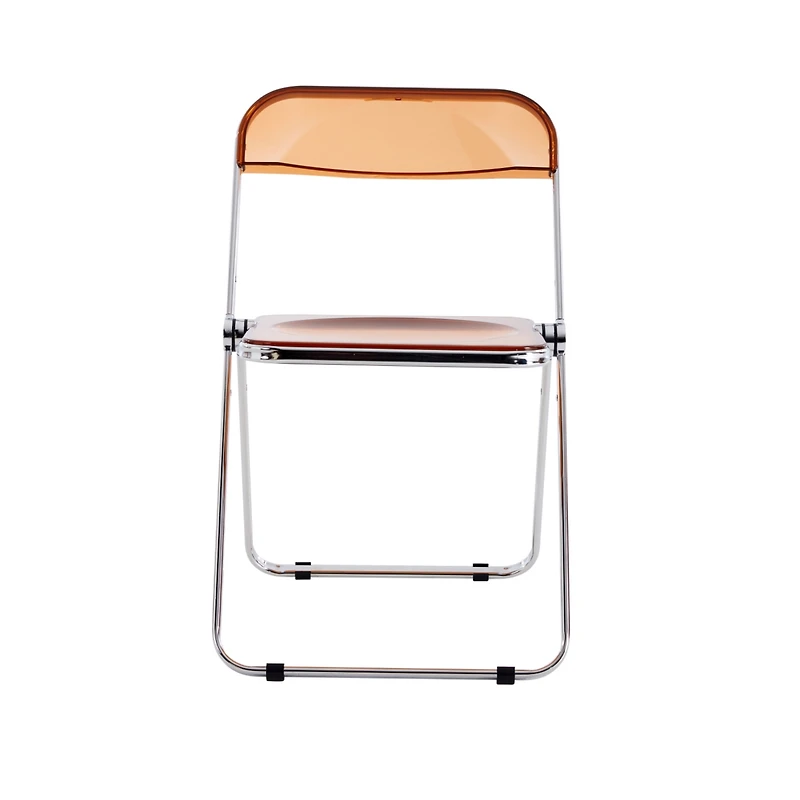Simplie Fun Yellow Clear Transparent Folding Chair Chair Pc Plastic Living Room Seat