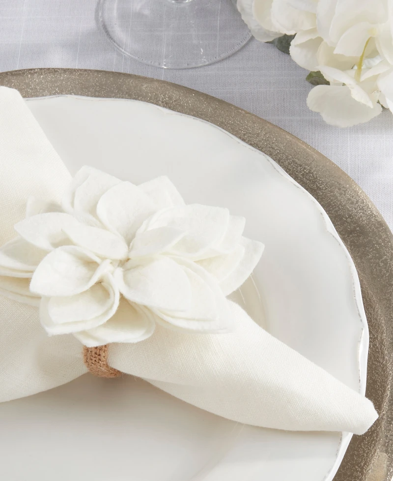 Saro Lifestyle Felt Blossom Napkin Ring, Set of 4