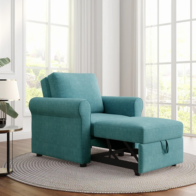 Streamdale Modern Teal 3-In-1 Sleeper Chair Bed