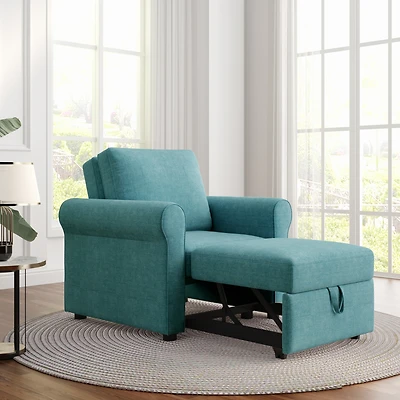Streamdale Modern Teal 3-In-1 Sleeper Chair Bed