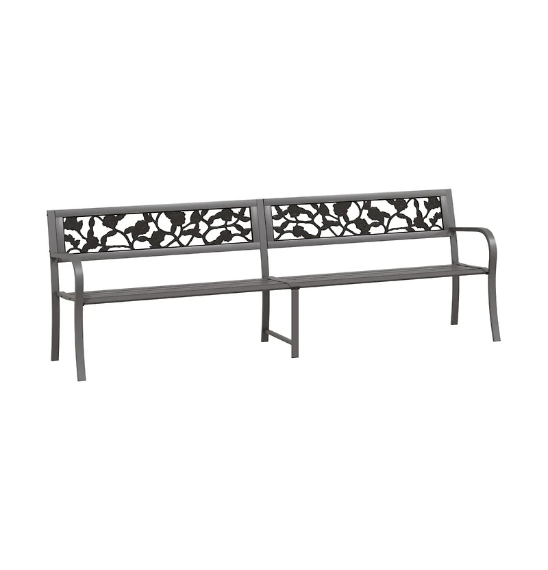 vidaXL Twin Patio Bench 96.9" Gray Steel