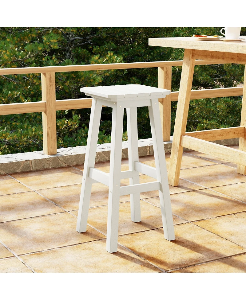 WestinTrends 29" Hdpe Outdoor Patio Square Backless Bar Stool