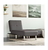 Chaise Longue Gray Faux Leather