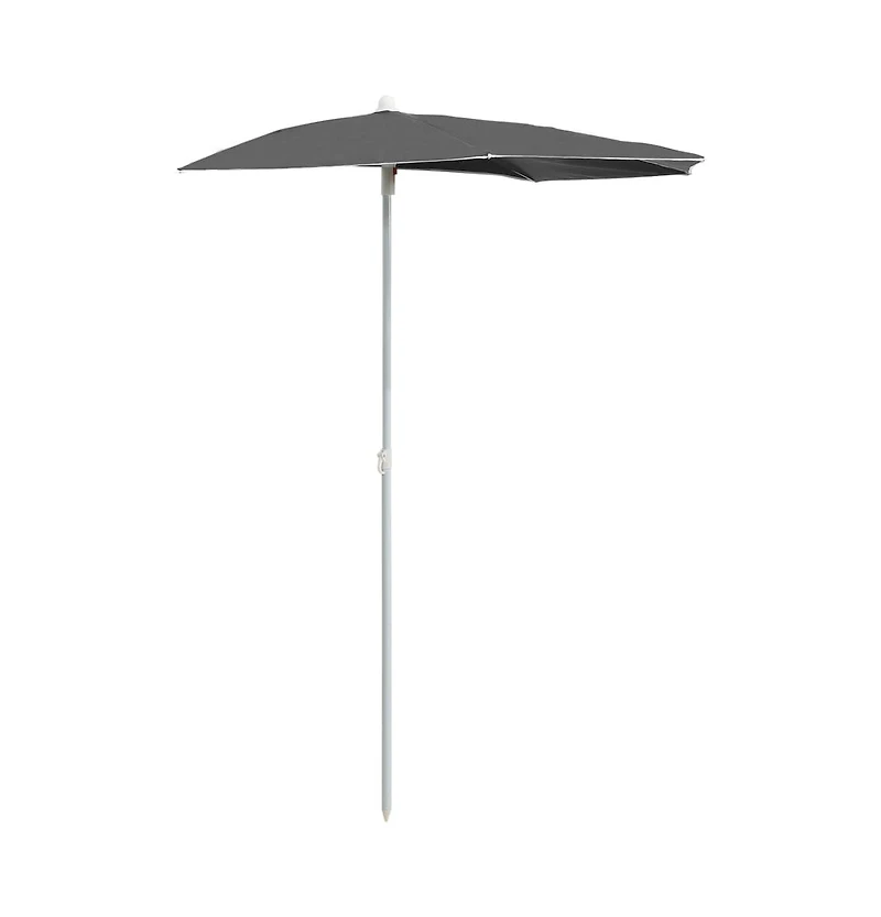 Garden Half Parasol with Pole 70.9"x35.4" Anthracite