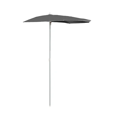 Garden Half Parasol with Pole 70.9"x35.4" Anthracite