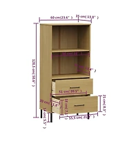 Bookcase with 2 Drawers Brown 23.6"x13.8"x50.6" Solid Wood Oslo