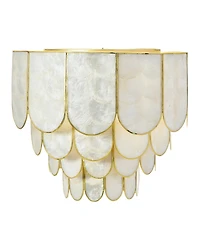 Storied Home 14" Round 4-Tier Capiz and Metal Flush Mount Ceiling Light