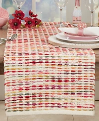 Saro Lifestyle Woven Rainbow Stripe Delight Table Runner, 16"x72"