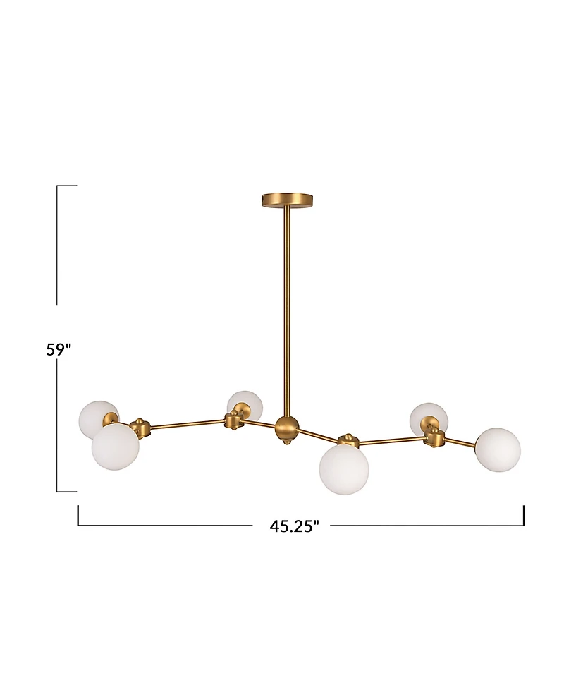 Storied Home Sputnik Opal Glass Chandelier Brushed Gold