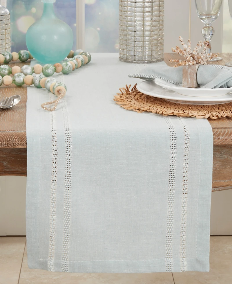 Saro Lifestyle Leno Stripe Elegance Table Runner