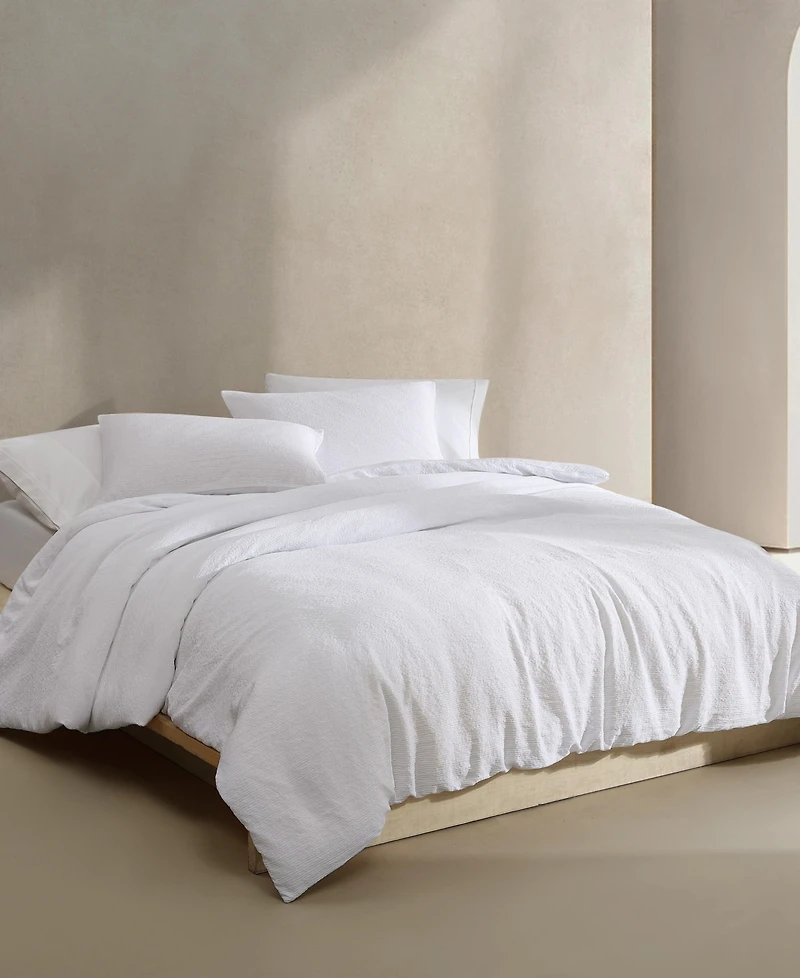 Closeout! Calvin Klein Seersucker 3 Piece Duvet Cover Set, Queen