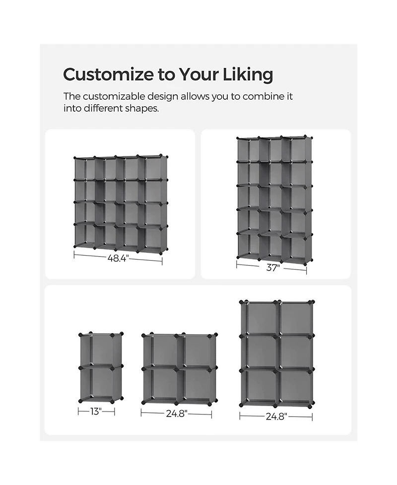 Slickblue 16 Cube Closet Organizers And Storage, Clothes Storage Organizer For Wardrobe