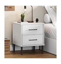 Bedside Cabinet White Solid pine wood Compact Bedside Cabinet