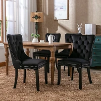 Streamdale Furniture Contemporary Velvet Dining Chairs, Black, 2-Pcs Set