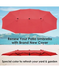 Yescom 14 Ft Replacement Canopy for 12 Rib Double Sided Patio Umbrella Market Table Top Outdoor Backyard Pool Restaurant