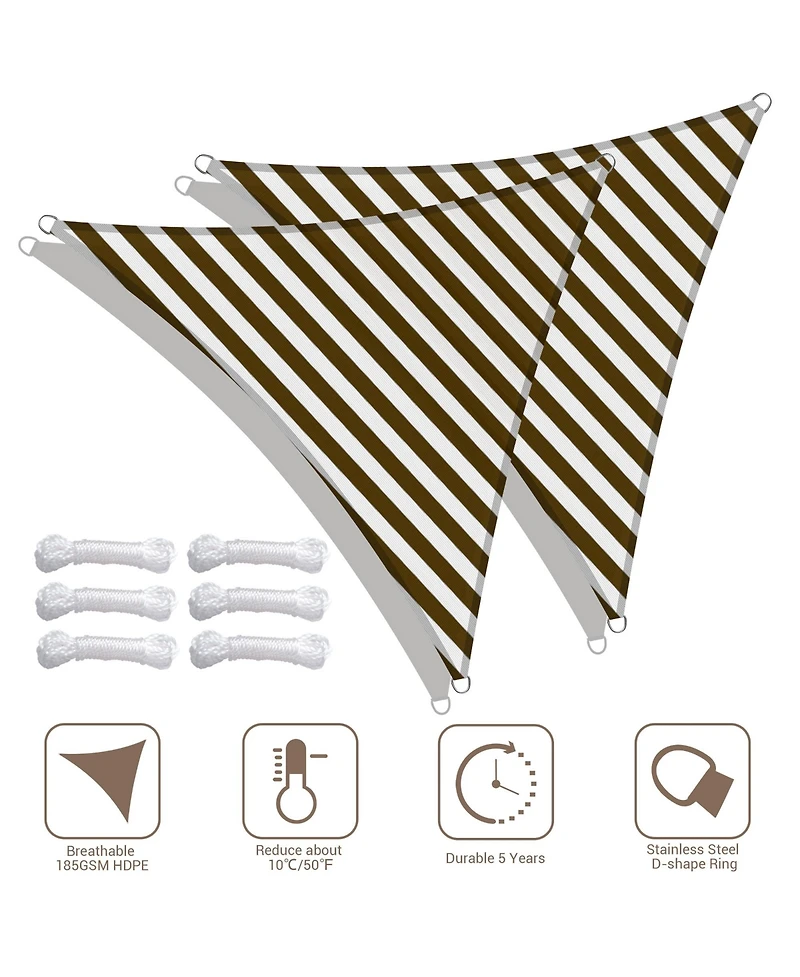 2 Pack 3 Ft 97% Uv Block Triangle Sun Shade Sail Heavy Duty Canopy Outdoor Pool