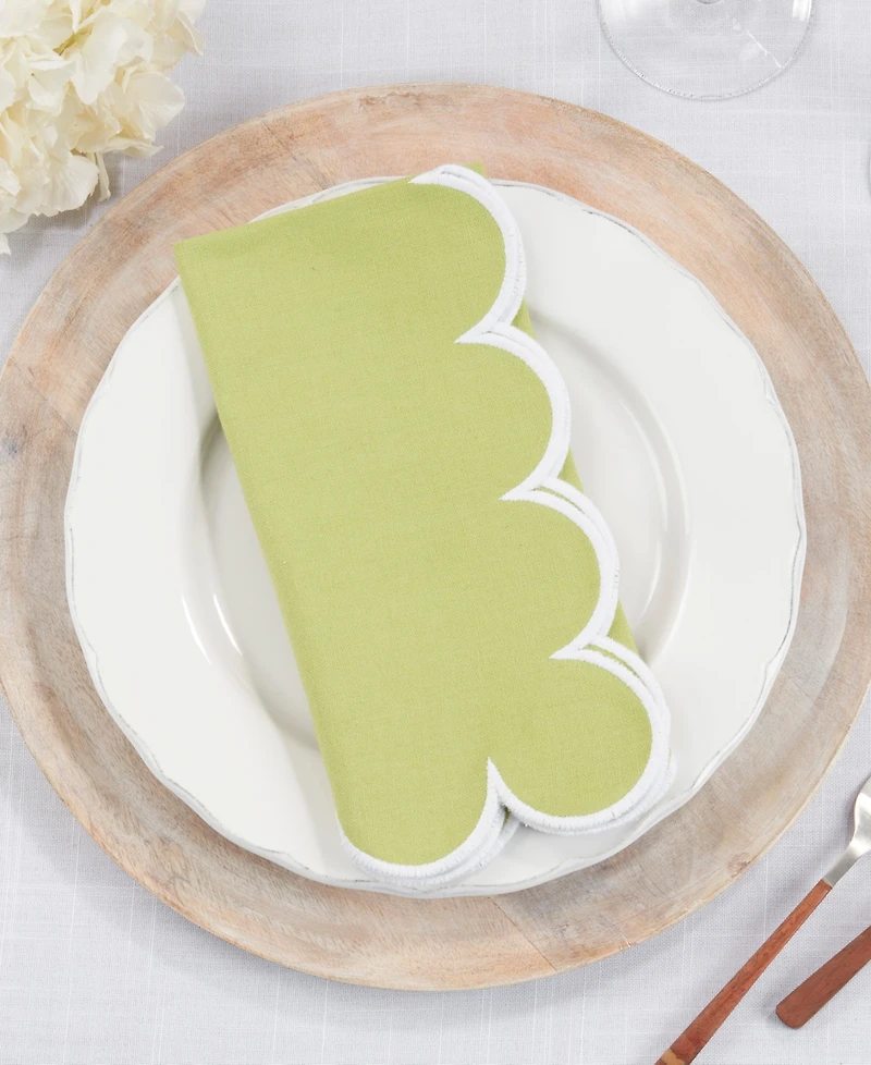 Saro Lifestyle Scalloped Hem Napkin Set of 4,20"x20"