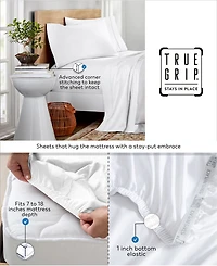 Purity Home 300 Thread Count Brushed Cotton Percale -Pc. Sheet Set