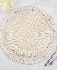 Saro Lifestyle Rattan Loopy Spiral Placemat Set of 4,15"x15"