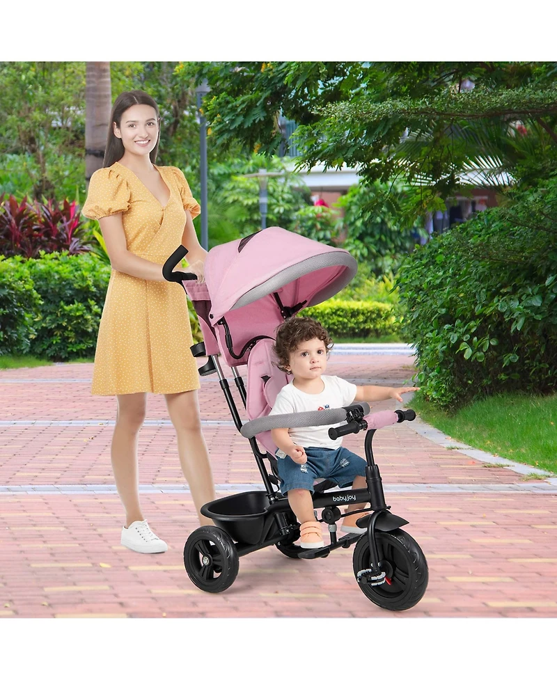 Costway Toddler 4-in-1 Multifunctional Tricycle Trike with Removable Canopy & Push Handle