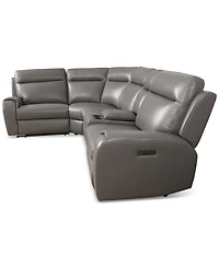 Closeout! Sheeler -Pc. Faux Leather Sectional with 3 Power Motion Chairs & 1 Console