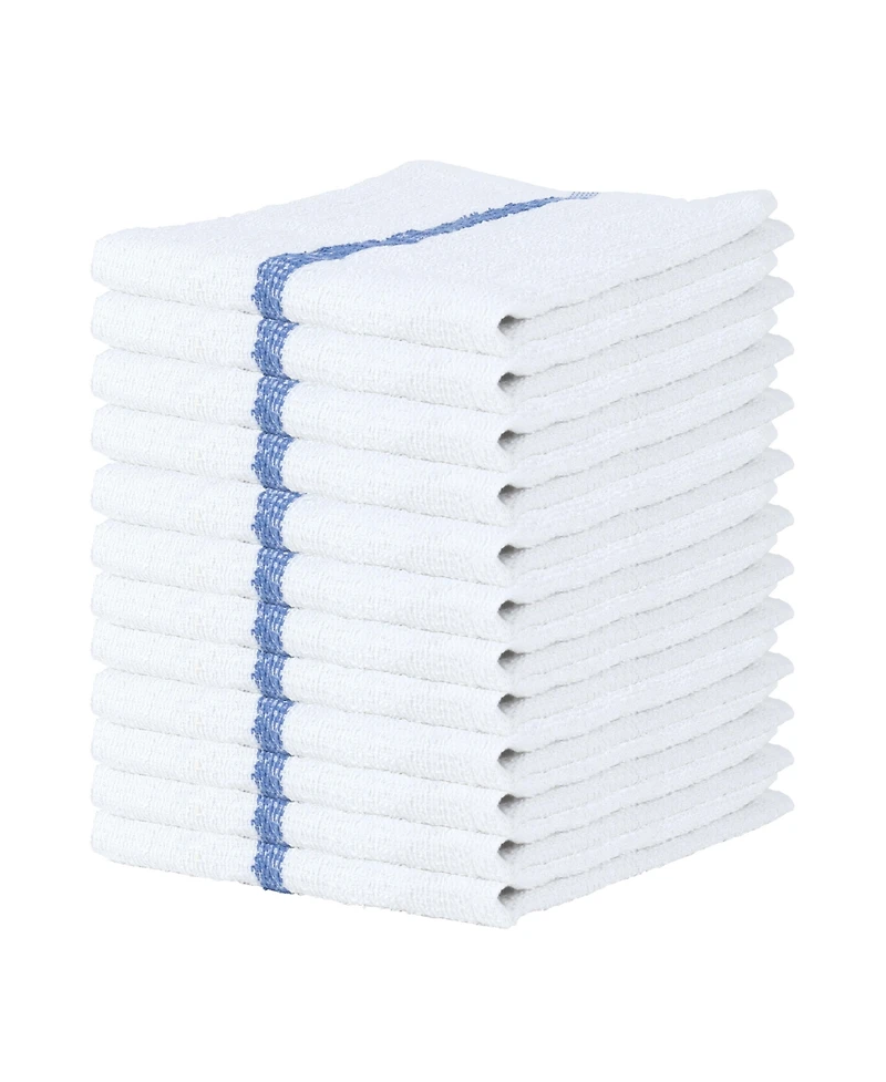 Arkwright Home Qwick Wick Bar Mop Towels (12 Pack), Cotton, 16x19 in., Multipurpose Terry Cleanup Towels, Striped Color Options