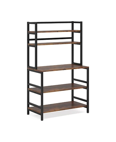 Tribesigns 5-Tier Kitchen Bakers Rack with Hutch, Industrial Microwave Oven Stand, Free Standing Kitchen Utility Cart Storage Shelf Organizer (Rustic