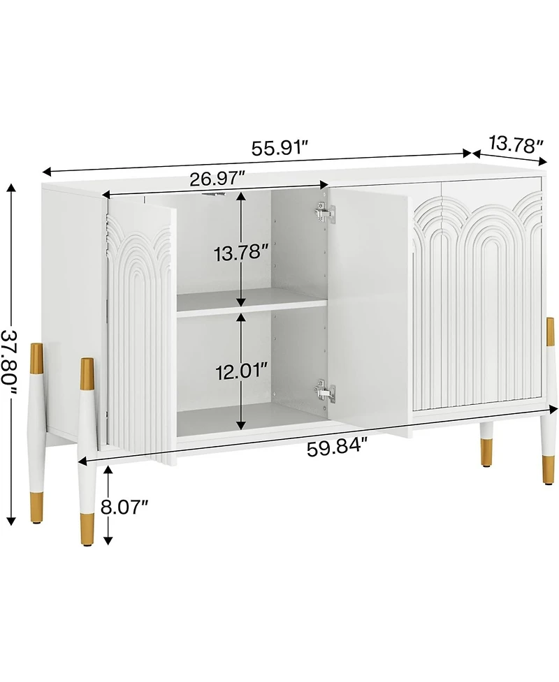 Tribesigns Sideboard Buffet Cabinet with Storage, 59" Modern Kitchen Storage Cabinet with 4 Doors & Shelves, Accent Console Television Table for Livin