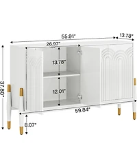 Tribesigns Sideboard Buffet Cabinet with Storage, 59" Modern Kitchen Storage Cabinet with 4 Doors & Shelves, Accent Console Television Table for Livin