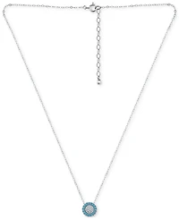 Giani Bernini Blue & White Cubic Zirconia Reverse Halo Pendant Necklace, 16" + 2" extender , Created for Macy's