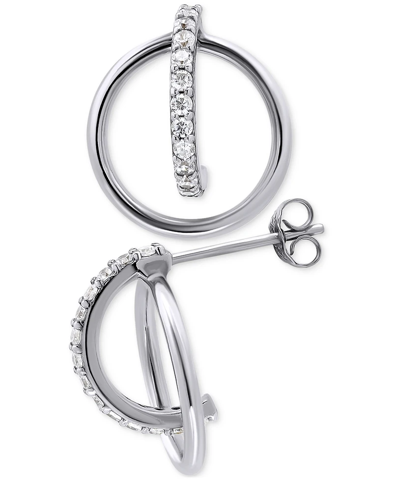 Giani Bernini Cubic Zirconia Orbital Hoop Earrings in Sterling Silver & 18k Gold-Plate, Created for Macy's