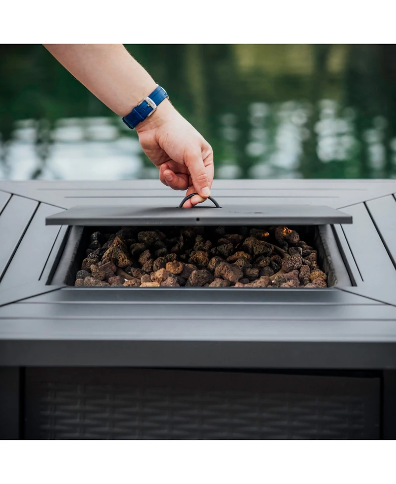 Nestl 28" Wicker Rattan Fire Pit Table - Grey