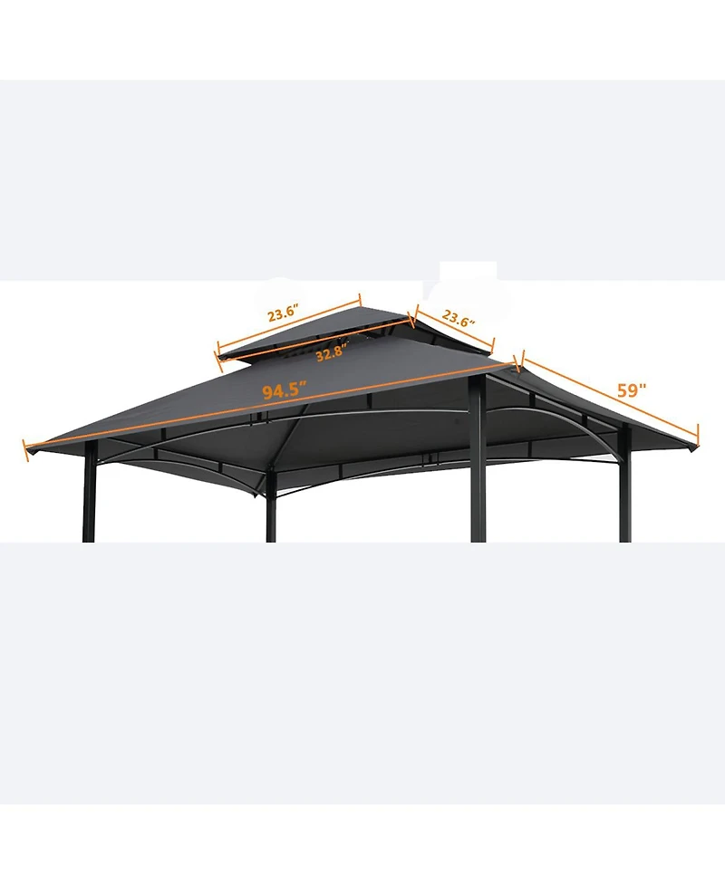 8x5FT Grill Gazebo Replacement Canopy, Double Tiered Bbq Tent Roof Top Cover