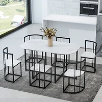 Streamdale 7-Piece Compact Marble Dining Set