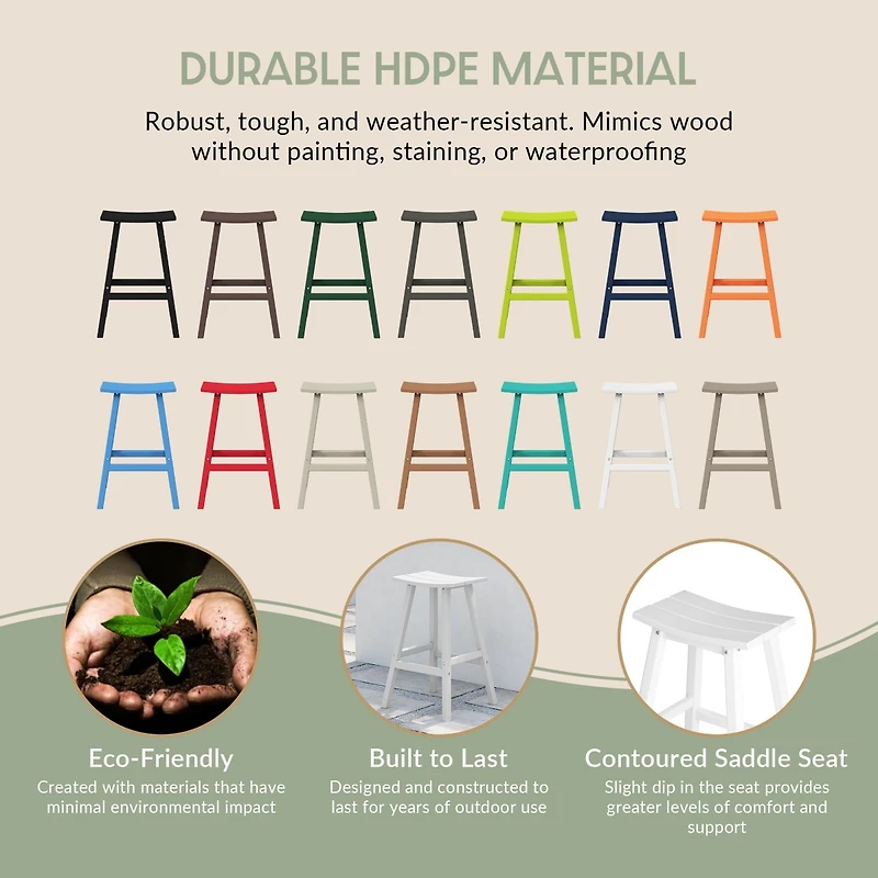 Outdoor Patio Adirondack Bar Height Stool Saddle Seat Chair