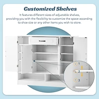 Streamdale Modern White Shoe Cabinet with Adjustable Shelves