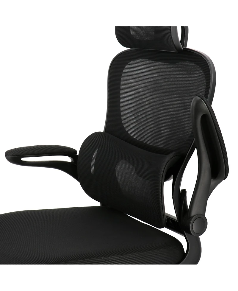 Elama High Back Adjustable Mesh and Fabric Office Chair with Metal Base Head Rest