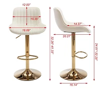 Chrome Footrest And Base Swivel Height Adjustable Mechanical Lifting Velvet + Leg