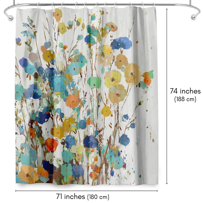 71x74 Floral Shower Curtain - Spring Garden by Pi Creative Art