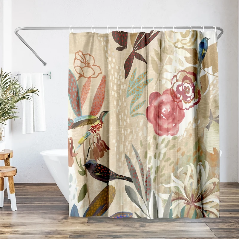 Americanflat 71x74 Floral Shower Curtain - Where The Passion Flower Grows I by Pi Creative Art