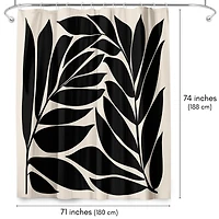 71x74 Floral Shower Curtain - Black Seagrass Shapes by Modern Tropical