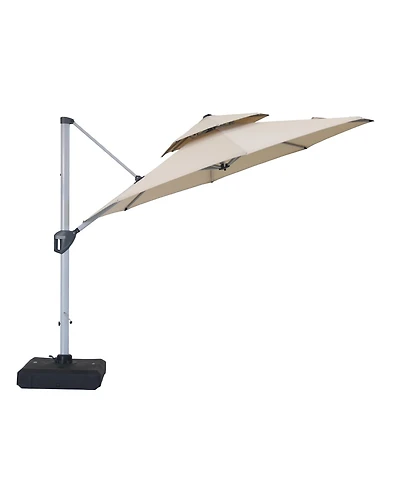 Mondawe 11 ft Octagon Patio Cantilever Umbrella with Cover and Base Included, Red