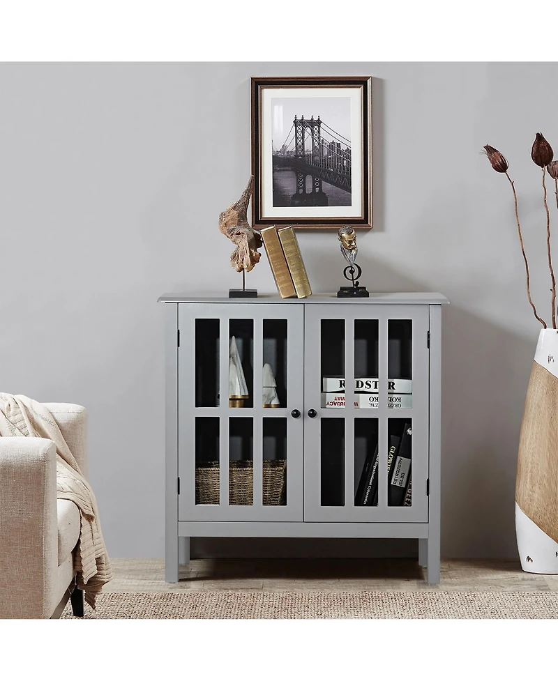 Storage Buffet Cabinet Glass Door Sideboard Console Table Server
