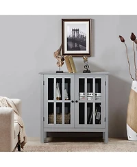 Storage Buffet Cabinet Glass Door Sideboard Console Table Server
