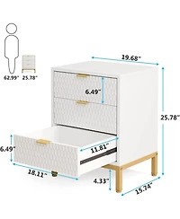 Tribesigns 3-Drawer Nightstand, 25.8" Tall Modern Bedside Table, Large Side End Table with Storage Drawers for Bedroom
