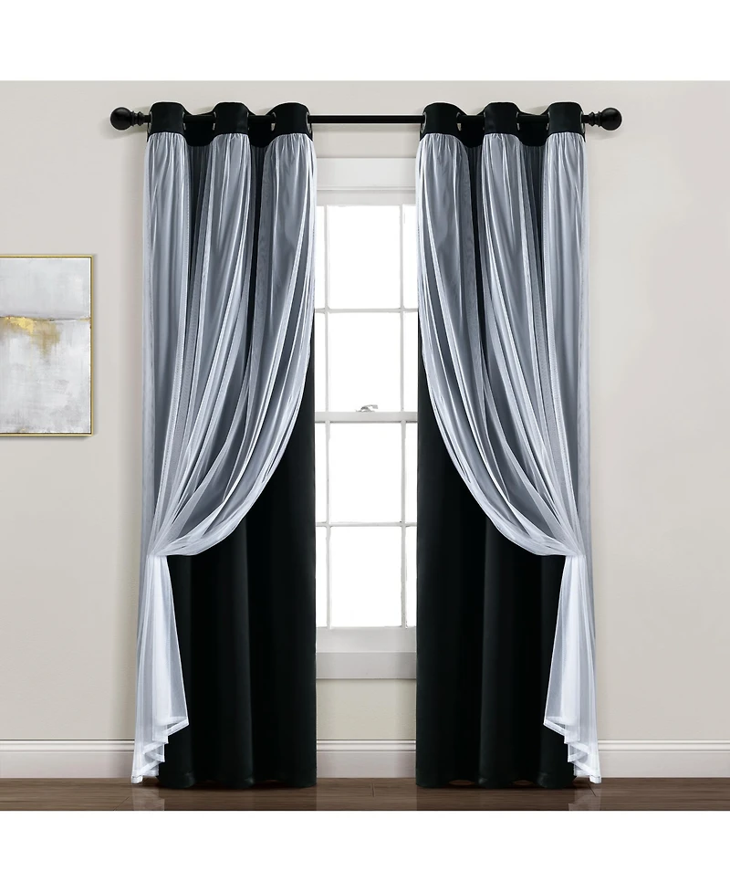 Lush Decor Grommet Sheer Panels With Insulated Blackout Lining