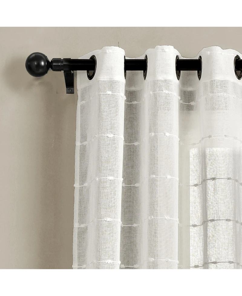 Lush Decor Farmhouse Textured Grommet Sheer Window Curtain Panels