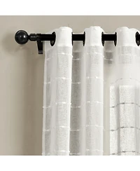 Lush Decor Farmhouse Textured Grommet Sheer Window Curtain Panels