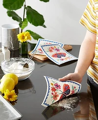 Design Imports Swedish Dishcloths for Kitchen Cleaning, Machine Washable Dishwasher Safe, 7.75 x 6.75", Butterfly Folk, 3 Piece